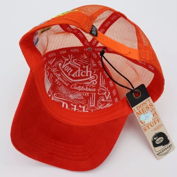 Von Dutch Hollywood Patch Orange VELVET Trucker Hat| Adjustable/Snapback|NEW/NWT main image 9